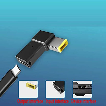 USB C to DC Tip Adapter, 100W PD Power ThinkPad Laptop Charging Cable | Adapter with USB C Female Input to Slim Tip Rectangle, Zinc Alloy PD Charge Converter for Lenovo ThinkPad Laptops