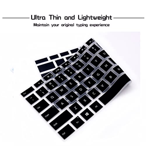 HRH English Silicone Keyboard Cover Skin for Microsoft Surface Pro | With Surface Pro 4, Pro 5 2017, Pro 6 2018, Pro 7 2019,12.3-inch Surface Pro 6,Dustproof,Soft-Touch,Ultra Thin,Black - color: Black