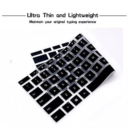 HRH English Silicone Keyboard Cover Skin for Microsoft Surface Pro | With Surface Pro 4, Pro 5 2017, Pro 6 2018, Pro 7 2019,12.3-inch Surface Pro 6,Dustproof,Soft-Touch,Ultra Thin,Black - color: Black