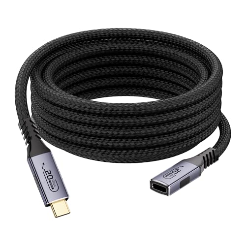 20Gbps usb c to usb c extension cable 6.6ft, 100w braided fast charging usb-c extension cable, high speed usbc cord,4K@120Hz type c male to female extender compatible with Thunderbolt 3,Laptop,SSD - size: 6.6FT