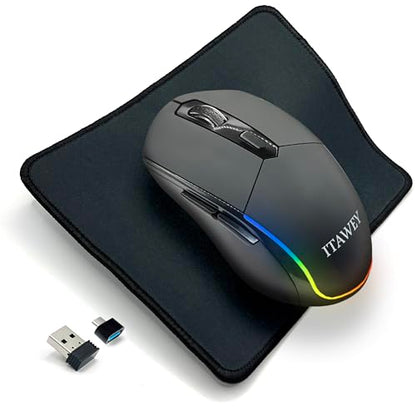 Bluetooth LED Mouse + Pad Combo | LED Strip, Dual BT/2.4G, Quiet, 6 Buttons