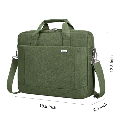 Voova 17.3-17 Inch Laptop Bag, Computer Bag, MacBook Bag, Army Green | Expandable splash-proof 17.3-inch laptop messenger bag with removable strap; fits MacBook, HP, Dell, Lenovo and Asus - color: Army Green, size: 17-17.3 Inch