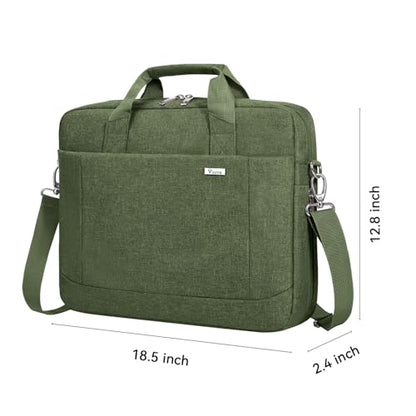 Voova 17.3-17 Inch Laptop Bag, Computer Bag, MacBook Bag, Army Green | Expandable splash-proof 17.3-inch laptop messenger bag with removable strap; fits MacBook, HP, Dell, Lenovo and Asus - color: Army Green, size: 17-17.3 Inch