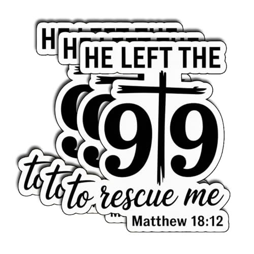 (3Pcs) He Left The 99 to Rescue Me Sticker Christian Bible Quote Vinyl Waterproof Decal for Laptop Tumbler Journal Faith Based Aesthetic Inspirational Jesus Gift for Believers Size 3" x 2.5" - color: He Left the 99 to Rescue Me - Matthew 18:12