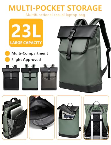 Lightweight Laptop Backpack 17Inch for Women & Men Professional Business Computer Bag with Back Cushioning Carry on Waterproof Travel Computer Backpack Resistant Travel Work Citywalk Green - color: Green