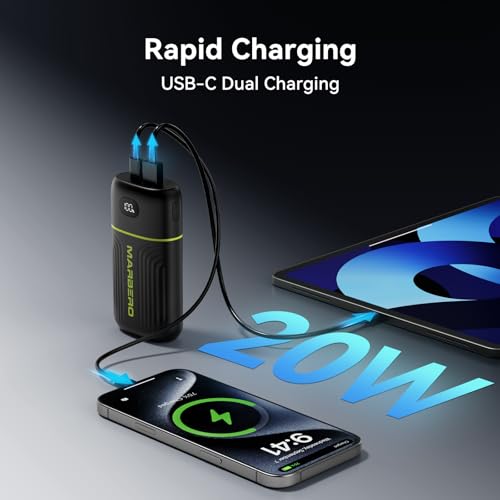 MARBERO Portable Charger 10000mAh Mini Power Bank USB C in&out Fast Charging Battery Pack Compact External Phone Powerbank Compatible with iPhone 16 15 14 13 12 Samsung S22 S21 Google AirPods iPad etc - color: Black