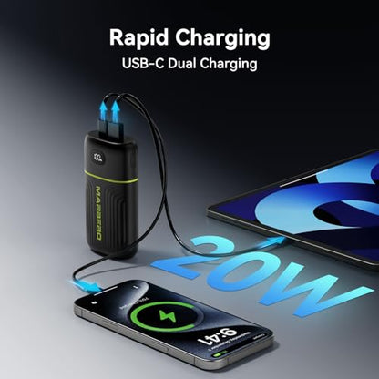 MARBERO Portable Charger 10000mAh Mini Power Bank USB C in&out Fast Charging Battery Pack Compact External Phone Powerbank Compatible with iPhone 16 15 14 13 12 Samsung S22 S21 Google AirPods iPad etc - color: Black