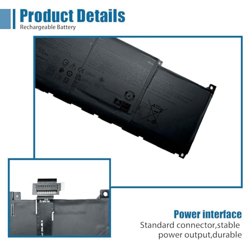 MN79H Laptop Battery Replacement for Dell XPS 9320 XPS 13 Plus 9320 XPS 13 9340 9345 Series 0NXRKW XPS9320-7523BLK-PUS XPS9320-7585SLV-PUS J7H5M 0J7H5M NXRKW 11.55V 55Wh 4524mAh - size: 10.44*4.31*0.23 inch MN79H