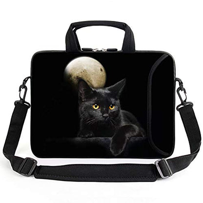 AMARY 13" 13.3" laptop sleeve chromebook case adjustable shoulder strap with handle accessory pocket (Cat) - color: Cat