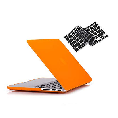 RUBAN Case Compatible with MacBook Pro 13 inch 2015 2014 2013 2012 (A1502 & A1425 Models), Plastic Hard Shell Case & Keyboard Cover for Old Version MacBook Pro Retina 13 Inch, Orange - color: Orange