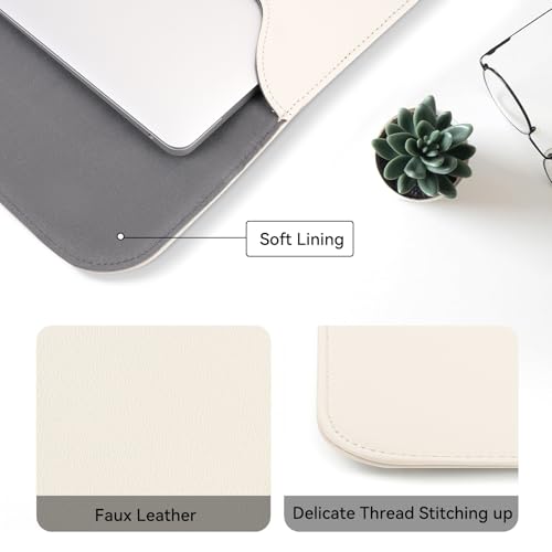 MOSISO Laptop Case 13.3 inch, 13-13.3 inch Laptop Sleeve Compatible with MacBook Neo 13 A18 Pro A3404 /Air 13/Pro 13/Pro 14 M5 M4 M3 M2 M1, Faux Suede Leather Case with Small Bag, Beige - color: Beige