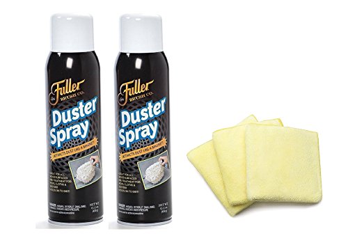 Fuller Brush Duster Spray and Microfiber Cloth Bundle – 3 Microfiber Cloths – Multi Surface Dust Removing Sprayer - Safe Household Cleaning for Floors, Furniture, Blinds & Car Interiors - size: 2 Pack with Cloths