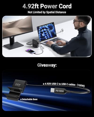 TOPADRE 240W USB C Charger with Display, 6 Ports Desktop Charging Station, PD3.1 140W Fast Charging Block for MacBook, iPad, iPhone 16/17, Galaxy S25/S24, Steam Deck, Dell XPS and More - color: Black