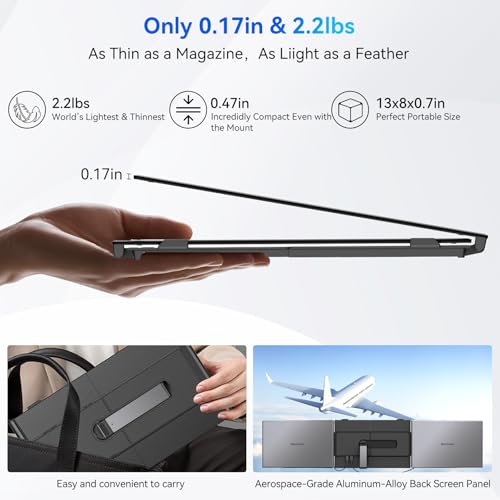 Blackview DCM6 Triple Laptop Screen Extender,14" 1080P FHD IPS Portable External Screen,Two Cable USB C Travel for 13-17'' Laptop,Plug & Play Compatible with Windows/Mac/Chrome OS and Mobile Devices