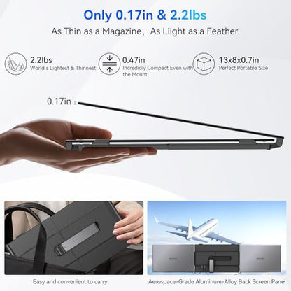 Blackview DCM6 Triple Laptop Screen Extender,14" 1080P FHD IPS Portable External Screen,Two Cable USB C Travel for 13-17'' Laptop,Plug & Play Compatible with Windows/Mac/Chrome OS and Mobile Devices