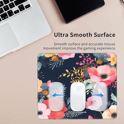 Pink Flower and Succulents Gaming Computer Keyboard Cute Mouse Pad with Anti-fray Stitching, Premium-Textured Alfombrilla para Mouse with Non-Slip Rubber Base, 10 x 12 inch - color: Pink Flower and Succulents