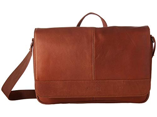Kenneth Cole REACTION Out Of The Bag Manhattan Colombian Leather RFID 15.6" Laptop Briefcase - color: Cognac