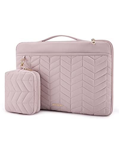 BAGSMART Laptop Case with Handle, Puffy Padded Laptop Bag Sleeve for Women, Portable MacBook Air/Pro Computer Case, 15-16 inch, Pink - color: Pink, size: 15-16 inch