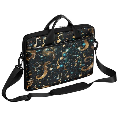 Laptop Shoulder Bag for Women Men, Waterproof Computer Case Messenger Bag Briefcase for Business Office Travel - color: Music Note Symbols
