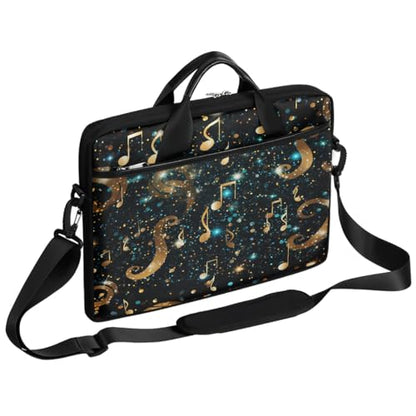 Laptop Shoulder Bag for Women Men, Waterproof Computer Case Messenger Bag Briefcase for Business Office Travel - color: Music Note Symbols