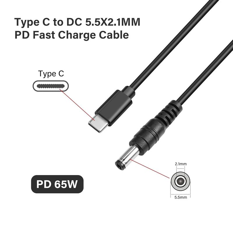 20V PD USB C to DC 5.5 x 2.1mm Security Camera Power Cable, Type C Input to DC 20V 5A Cable Made for Power Bank, LED Desk Lamp, Small Fan, Starlink Mini, Foldable Solar, CCTV IP Surveillance - style: USB C to 5.5x2.1mm - 1.5m Cable
