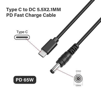 20V PD USB C to DC 5.5 x 2.1mm Security Camera Power Cable, Type C Input to DC 20V 5A Cable Made for Power Bank, LED Desk Lamp, Small Fan, Starlink Mini, Foldable Solar, CCTV IP Surveillance - style: USB C to 5.5x2.1mm - 1.5m Cable