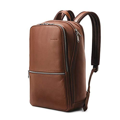 Samsonite Classic Leather Slim Backpack - color: Cognac