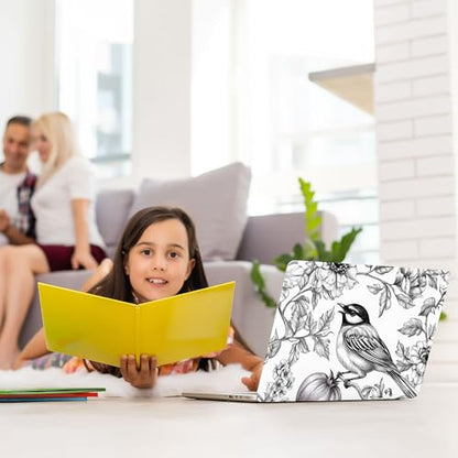 Laptop Skin Decal HP 15.6" - Black White Botanical, Laptop Cover Sticker, No Cutting Required, No Bubble, Waterproof, Scratch Resistant - Including Wide Screen and Wrist Pad - size: 15.6 inch