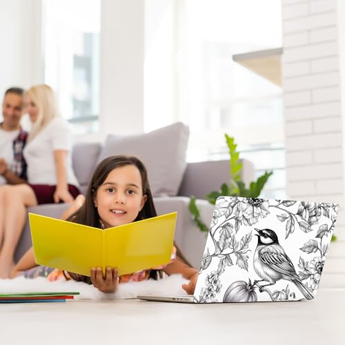 Laptop Skin Decal HP 14" - Black White Botanical, Laptop Cover Sticker, No Cutting Required, No Bubble, Waterproof, Scratch Resistant - Including Wide Screen and Wrist Pad - size: 14 inch
