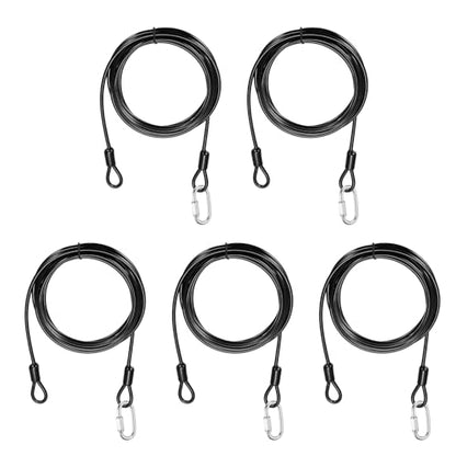PATIKIL Security Cable Lock (5/32" Dia 9.8ft, Black)(5 Set) Vinyl Coated 304 Stainless Steel Double Loop Flexible Wire Rope Safety Cable with Quick Links Locking Connectors - color: Black, size: 5/32" x 9.8ft