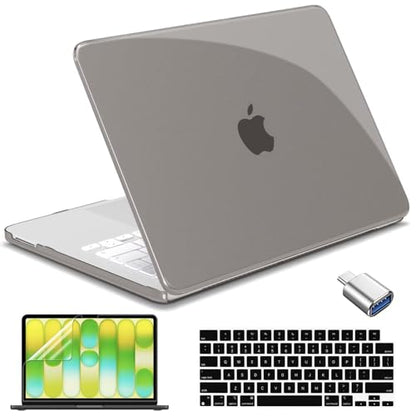 for MacBook Neo 13 inch Case 2026, Ultra-Thin Shockproof Hard Shell Laptop Cover with Keyboard Cover & Screen Protector, Anti-Scratch Accessories Kit, Crystal Grey - color: Crystal Grey