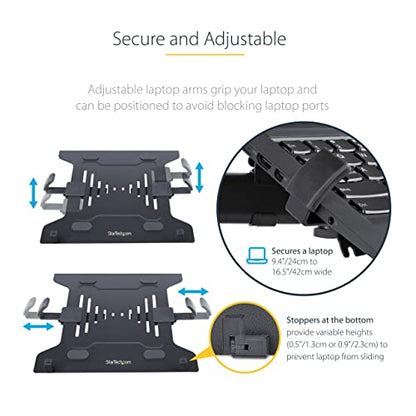 StarTech Monitor Arm up to 32in, 9.9lb/4.5kg, VESA (A2-Laptop-Desk-Mount) | For a Single Display up to 32" (17.6lb/8kg), With VESA Laptop Tray, Up to 9.9lb (4.5kg), Adjustable, Clamp or Grommet Base - style: Dual
