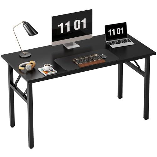 Need Computer Desk Office Desk 47 inches Folding Table with BIFMA Certification Computer Table Workstation No Install Needed, Black Brown | No-Assembly, Sturdy Foldable Desk for Home Office, Bedroom, Dorm Room, Student Study, Collapsible, Wide, Easy Stora