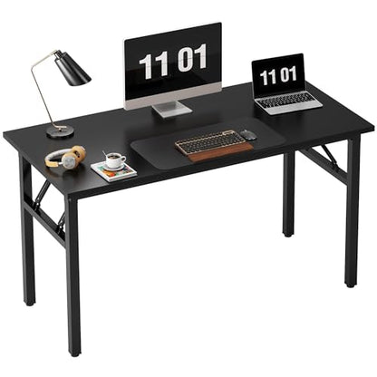 Need Computer Desk Office Desk 47 inches Folding Table with BIFMA Certification Computer Table Workstation No Install Needed, Black Brown | No-Assembly, Sturdy Foldable Desk for Home Office, Bedroom, Dorm Room, Student Study, Collapsible, Wide, Easy Stora