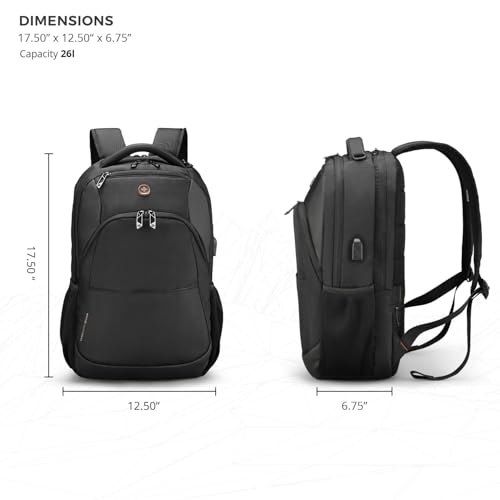 Swissdigital Design Backpack for Men & Women Fit 16 Inch Computer SD1670-12 | Travel Laptop Backpack, College Bag, Business Backpack, with USB Charging Port, RFID Protetion Pocket, Water Bottle, Blue - color: Dark Blue