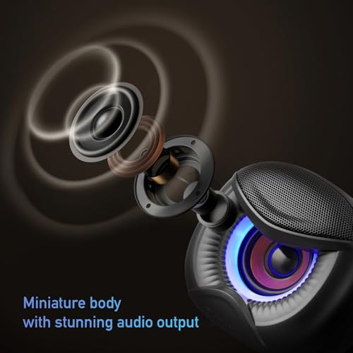 Elimavi USB Computer Speakers, 3.5mm Aux Speaker and USB Powered Interface are Suitable for Desktop Laptop Monitor, Owl Eye Design, Includes a USB-C Adapter, Blue Lights - style: Blue light