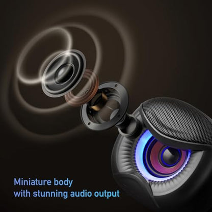 Elimavi USB Computer Speakers, 3.5mm Aux Speaker and USB Powered Interface are Suitable for Desktop Laptop Monitor, Owl Eye Design, Includes a USB-C Adapter, Blue Lights - style: Blue light