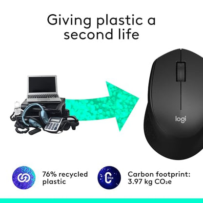 Logitech M330 Silent Wireless Mouse, 2.4GHz with USB Receiver, Optical Tracking, Quiet & Lightweight, Long Battery Life, for PC, Mac, Laptop, Chromebook - Black - color: Black