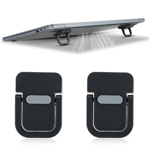 Apausvcm 2Pcs Keyboard Riser, Self-Adhesive Mini Keyboard Stand for Desk Portable Laptop Feet Foldable Keyboards Lift for Most Keyboards (Black) - color: Black