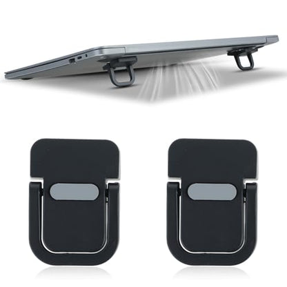 Apausvcm 2Pcs Keyboard Riser, Self-Adhesive Mini Keyboard Stand for Desk Portable Laptop Feet Foldable Keyboards Lift for Most Keyboards (Black) - color: Black