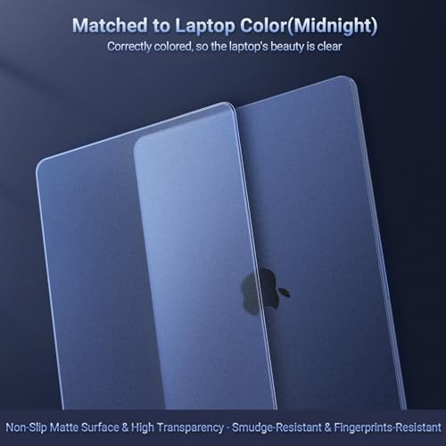 MOSISO Compatible with MacBook Air 13 inch Case M5 2026 M4 M3 M2 2025-2022 A3449 A3240 A3113 A2681, Seamlessly Closes Anti-Crack&Anti-Fingerprints Hard Shell for MacBook Air 13.6 Case, Midnight Clear - color: Midnight Clear