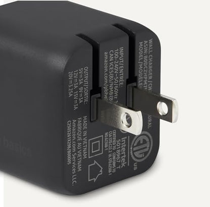Amazon Basics 65W Fast Charging USB-C GaN Wall Charger, 1-Port PD 3.1, Compact with Foldable Plug for Laptops, Tablets, Phones, Black - color: Black, style: 65 W One Port