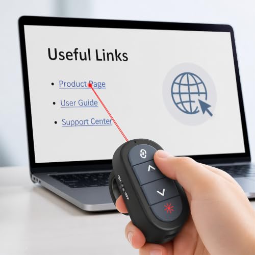 Ring-Style Presentation Clicker, Wireless Presenter Remote with USB Receiver (USB-A) | Hyperlink Control, Plug & Play, Carrying Case - size: Basic