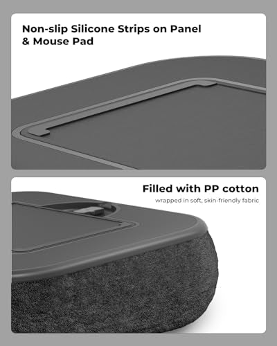 SupeDesk Laptop Lap Desk, Adjustable iPad Holder for Bed, 360° Swivel Tablet Arm, Laptop Desk with Mouse Pad, Snack Bowl & Cup Holder, Fits 4.7–13” Tablets & 15” Laptop (Black) - color: Black