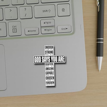 (3Pcs) God Says You are Sticker Christian Inspirational Decals Decorate Books Laptop Phone Water Bottles Kindles Tumbler Waterproof Vinyl Stickers 2,6 x 3 Inch - color: God Says You Are