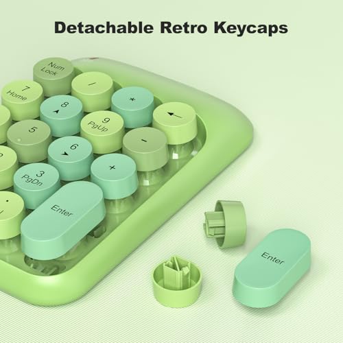 MOWUX Wireless Number Pads, Cute Colorful Numeric Keypad Numpad Portable 2.4 GHz Financial Accounting Number Keyboard Extensions, 18 Key Number Numpad for Laptop Desktop, PC (Green) - color: Green