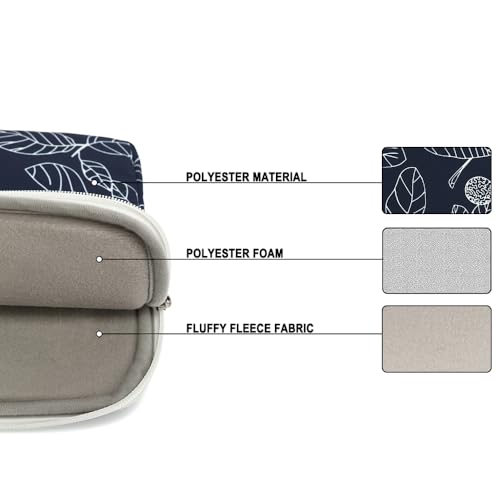 canvaslife Waterproof Pattern 13 inch Canvas Laptop Sleeve with Pocket 13 inch 13.3 inch Laptop 13 case13 Sleeve (Blue Leaves) - color: Blue Leaves, size: 13 inch/13.3 inch