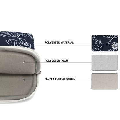 canvaslife Waterproof Pattern 13 inch Canvas Laptop Sleeve with Pocket 13 inch 13.3 inch Laptop 13 case13 Sleeve (Blue Leaves) - color: Blue Leaves, size: 13 inch/13.3 inch