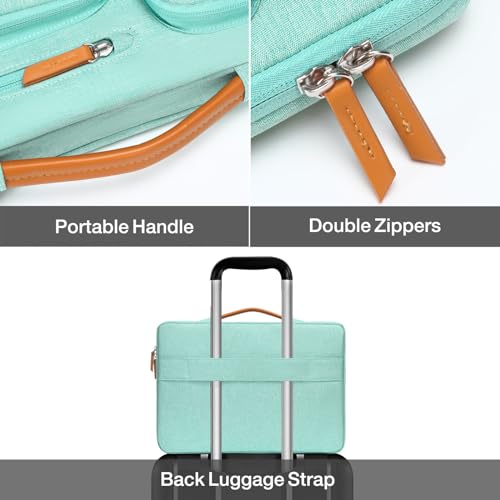 MOSISO 360 Protective Laptop Case 13.3 inch, 13-13.3 inch Laptop Sleeve | Compatible with MacBook Air/Pro 13 / Pro 14,HP Dell Acer ASUS, Side Open Carrying Case with 4 Zipper Pockets, Aqua Green - color: Aqua Green, size: 13.3 inch
