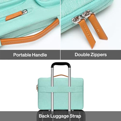 MOSISO 360 Protective Laptop Case 13.3 inch, 13-13.3 inch Laptop Sleeve | Compatible with MacBook Air/Pro 13 / Pro 14,HP Dell Acer ASUS, Side Open Carrying Case with 4 Zipper Pockets, Aqua Green - color: Aqua Green, size: 13.3 inch